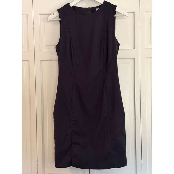 H&M navy seamed front pencil dress work size 8 - Picture 10 of 10